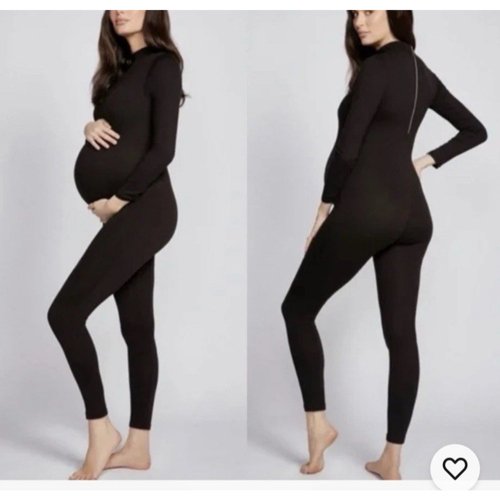 Bumpsuit Penelope Maternity Unitard Black Long Sleeve Back Zipper Size Small New
